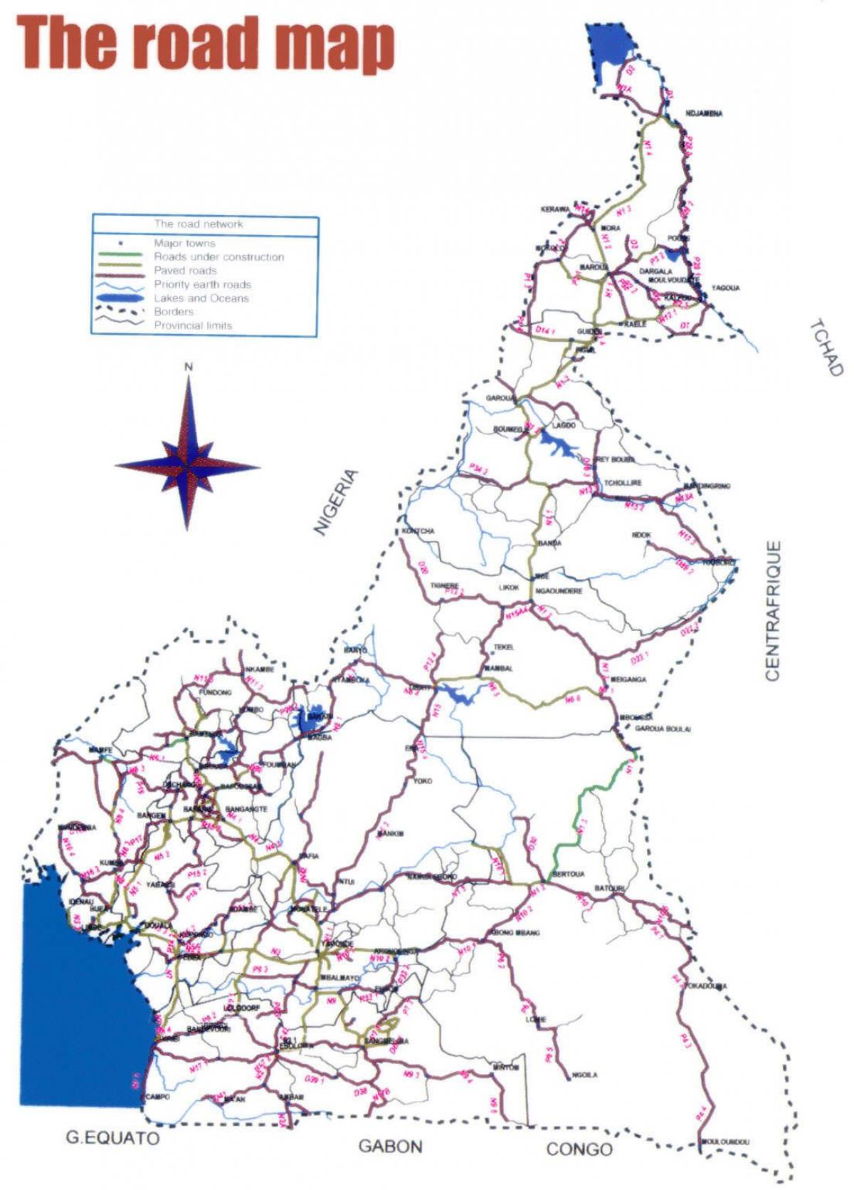 Mapa Kamerun errepidea