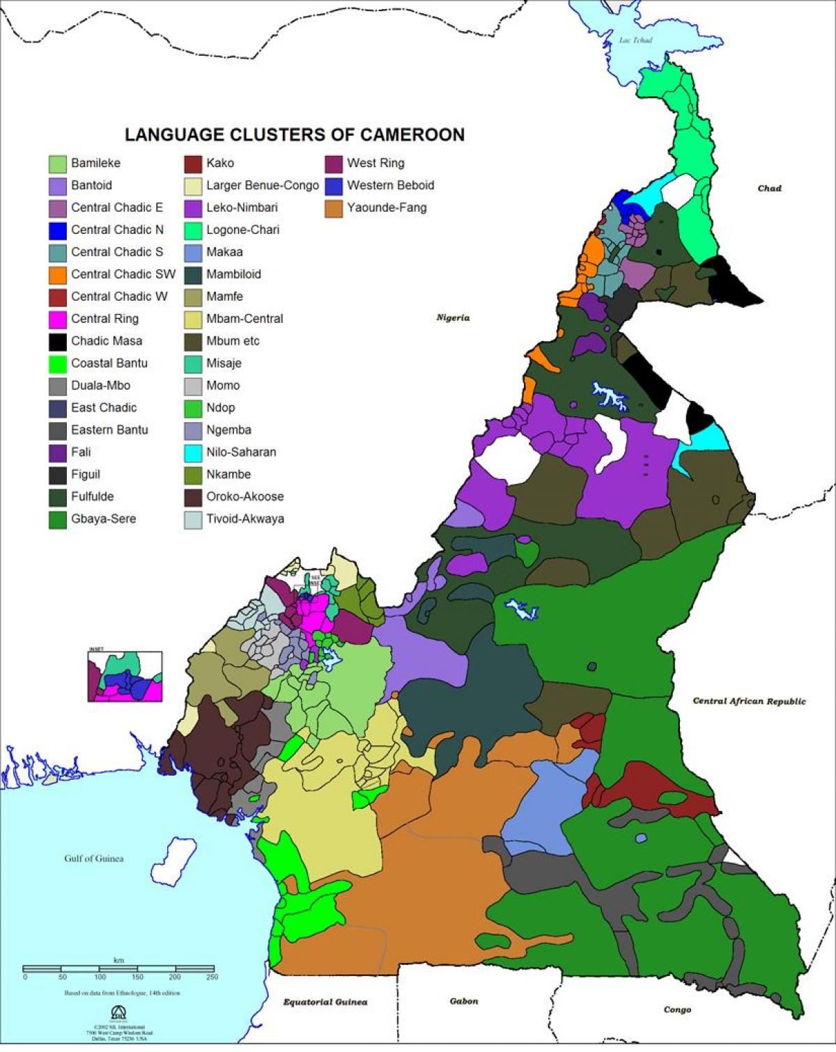Mapa Kamerun hizkuntza