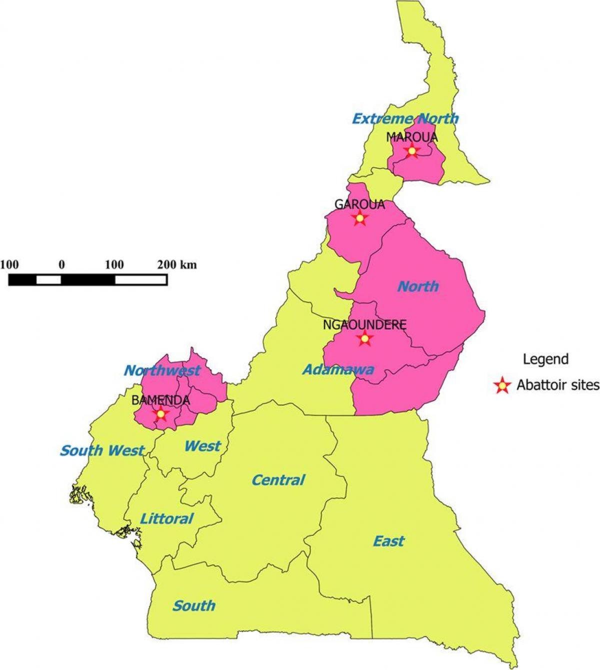 Kamerun erakutsiz eskualde mapa