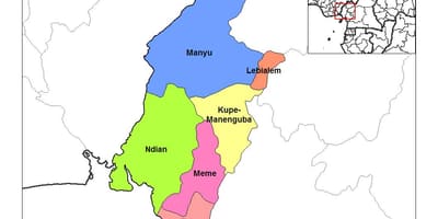 Mapa hego-mendebaldeko eskualdean cameroo